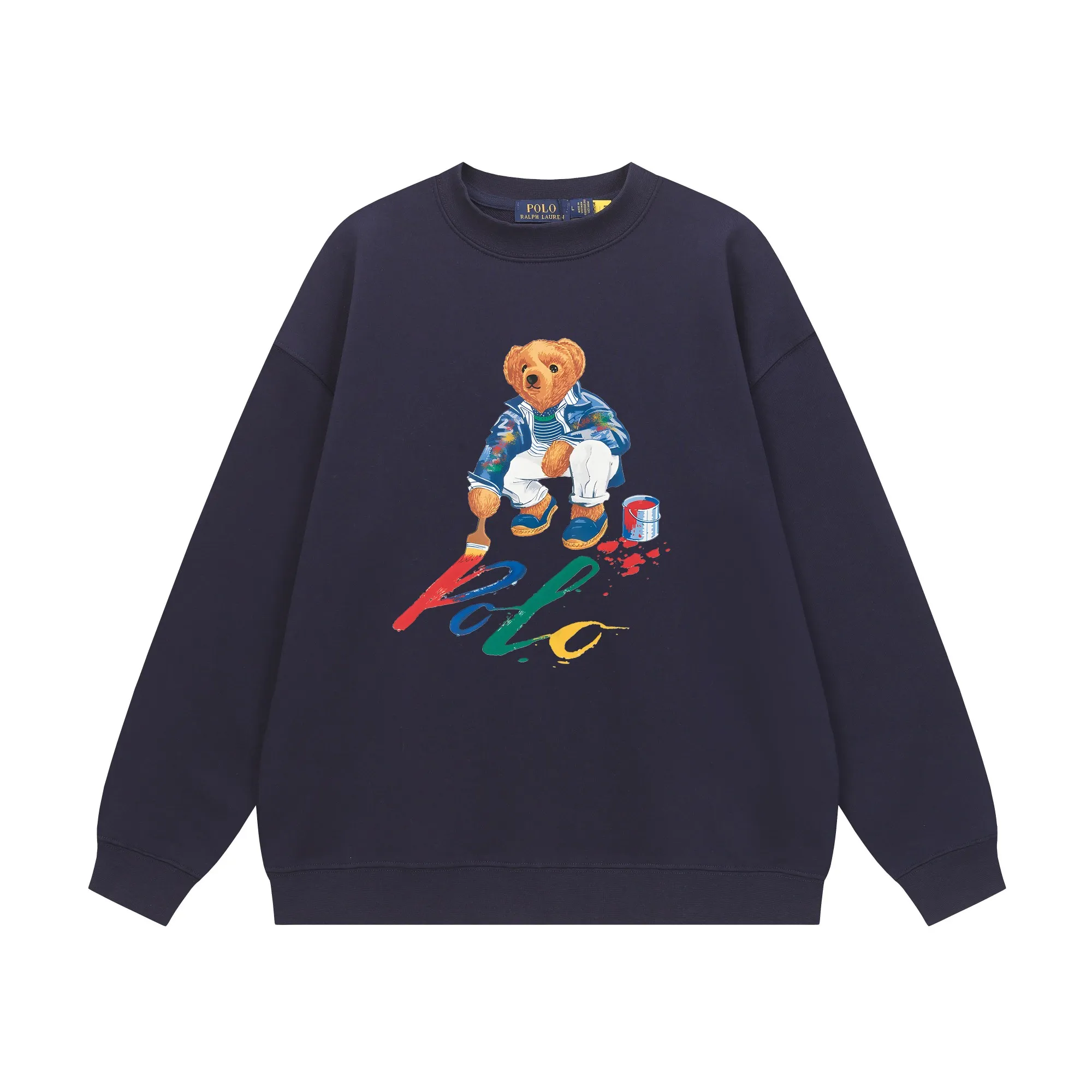 P200 Long-term stock] RalphLauren/Ralph Lauren 2025 autumn and winter new bear letter print 420g heavy large terry sweatshirt Ralph Lauren's age-reducing item, the coat fabric is made of 85% cotton ➕15% polyester, which not only retains the softness, comfort and breathability of cotton, but also adds the wear resistance and wrinkle resistance of polyester fiber, making the clothes more durable and easy to care for. Even in slightly cooler weather, you won't feel stuffy when wearing it. This kind of fabric has a natural crisp feel and is not easy to pill or deform. The bear on the chest is printed with English letters. It is full of color, full of three-dimensionality, and lifelike, adding a bit of liveliness and interest to the whole sweatshirt. There is no pressure to dress, regardless of age or gender. Complete accessories! Color: black, white, navy blue, light floral gray Size: M-L-XL-XXL